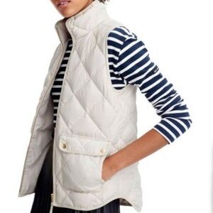 J CREW Vest Excursion Quilted Down Off White Bisque Lightweight Women Size S